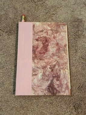 Pink Marble Handmade Notebook with Marbled Pencil